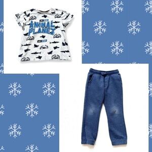 ⭐️ 5 for $25 A Lot of 2 Items Oshkosh Pants & Animal Planet Top Size 4 T - 5 T